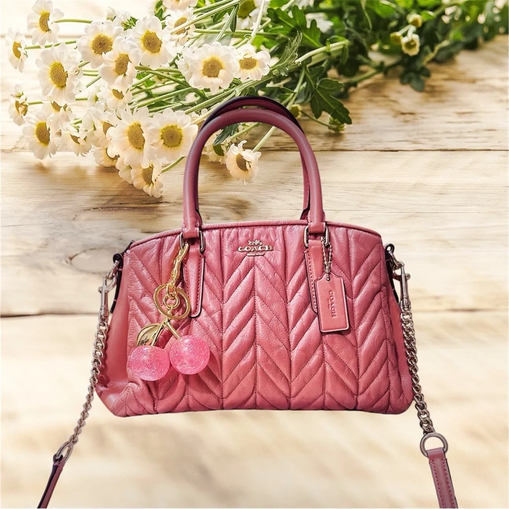 Coach soho shoulder bag Quilted Pink Satchel small crossbody bag tote bag - Picture 7 of 17
